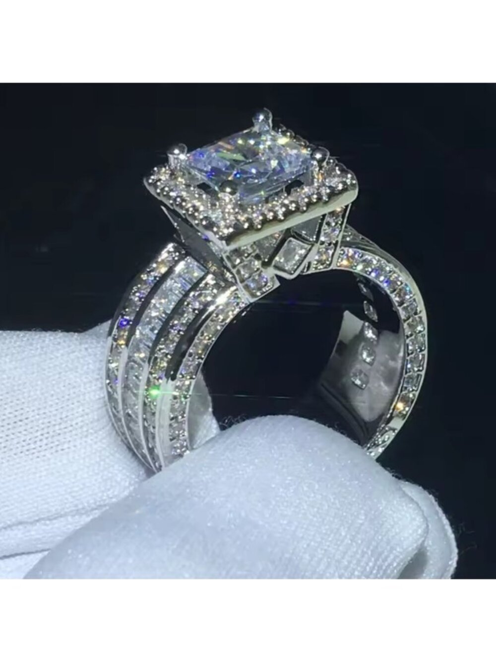 New! Women wedding luxury Silver plated Diamond Ring